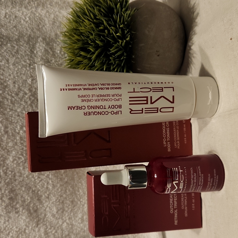 Dermelect LIPO-CONQUER Body Toning Cream and OUTCREASE Retinol Trifecta Serum